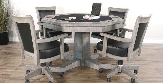 Octagon Poker Dining Table with Chairs, Convertible, 8-person, 53'', Alpine by Sunny Designs