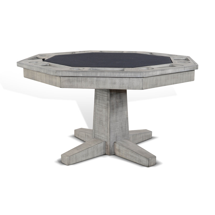 Octagon Poker Dining Table, Convertible, 8-person, 53'', Dark Tobacco, Alpine Gray or Doe Valley Finish by Sunny Designs