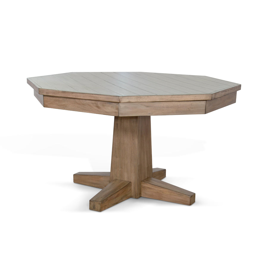 Octagon Poker Dining Table, Convertible, 8-person, 53'', Dark Tobacco, Alpine Gray or Doe Valley Finish by Sunny Designs