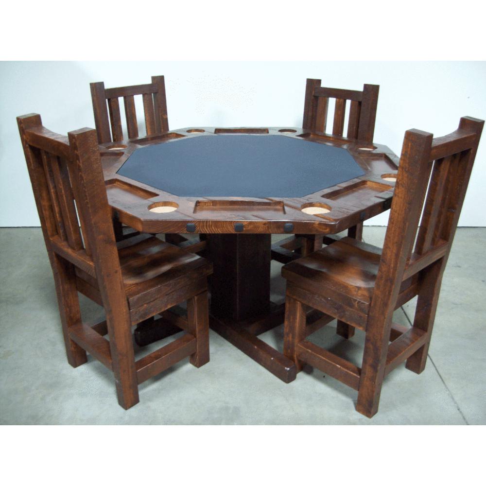 Convertible Poker & Dining Table Barnwood by Viking Log Furniture-AMERICANA-POKER-TABLES