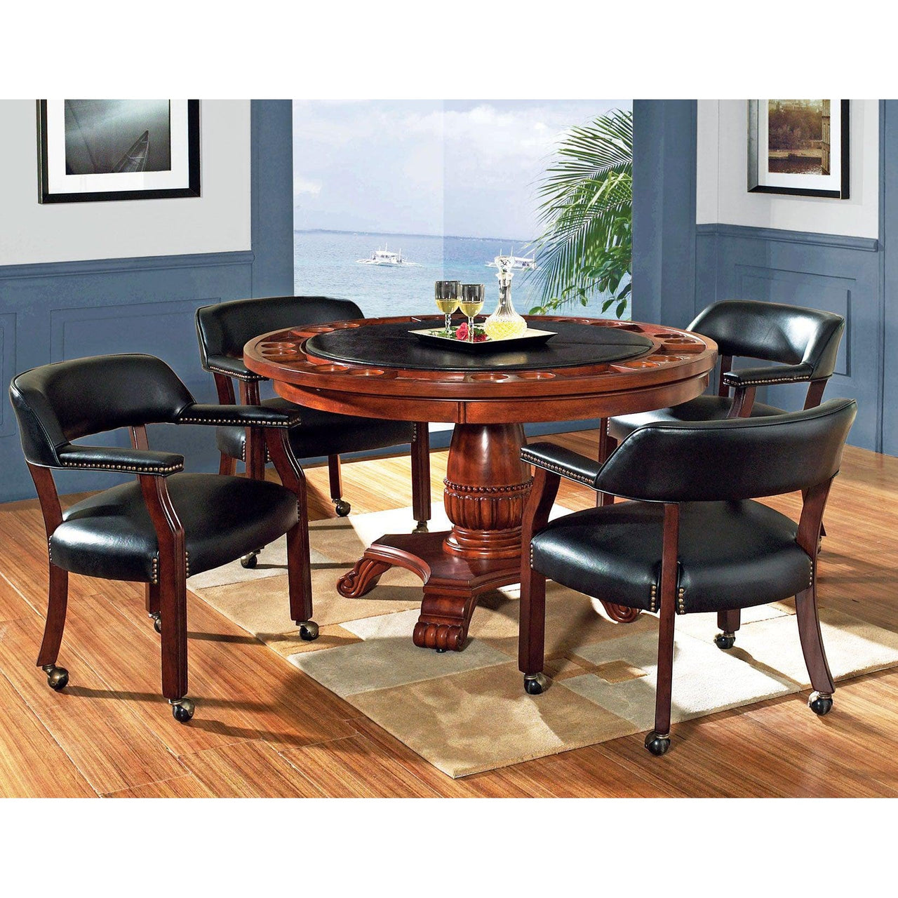 Convertible Poker Table Set Tournament in Black with matching Chairs-AMERICANA-POKER-TABLES