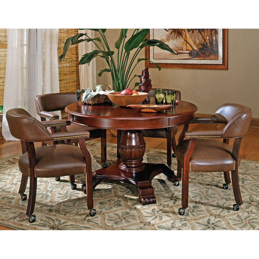 Round Poker Dining Table Tournament, 6-person, with Brown/Gray/Black/Navy Chair Options by Steve Silver