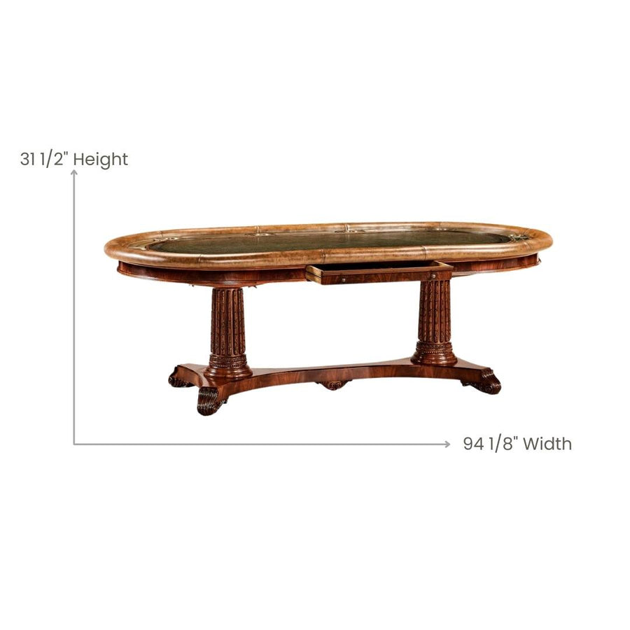 Poker Table Windsor, Oval, 10-Person, 94", Mahogany