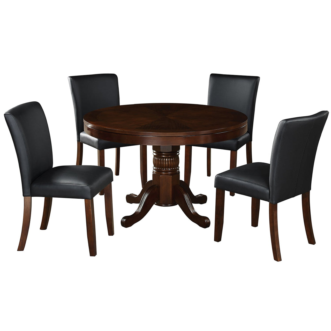 Round Poker Dining Table with Storage, 8-person, 48'', Black, Cappuccino, Chestnut, English Tudor, Antique White, or Slate Finish, by RAM Game Room