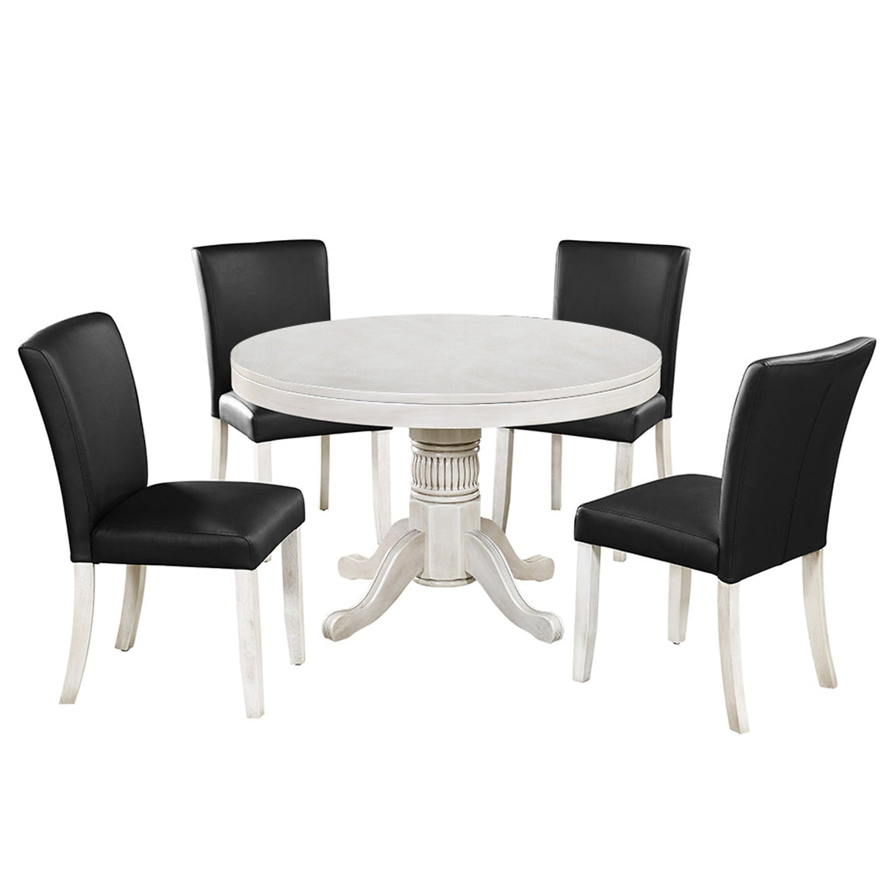 Round Poker Dining Table with Storage, 8-person, 48'', Black, Cappuccino, Chestnut, English Tudor, Antique White, or Slate Finish, by RAM Game Room