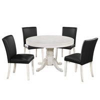 Thumbnail for Round Poker Dining Table with Storage, 8-person, 48'', Black, Cappuccino, Chestnut, English Tudor, Antique White, or Slate Finish, by RAM Game Room