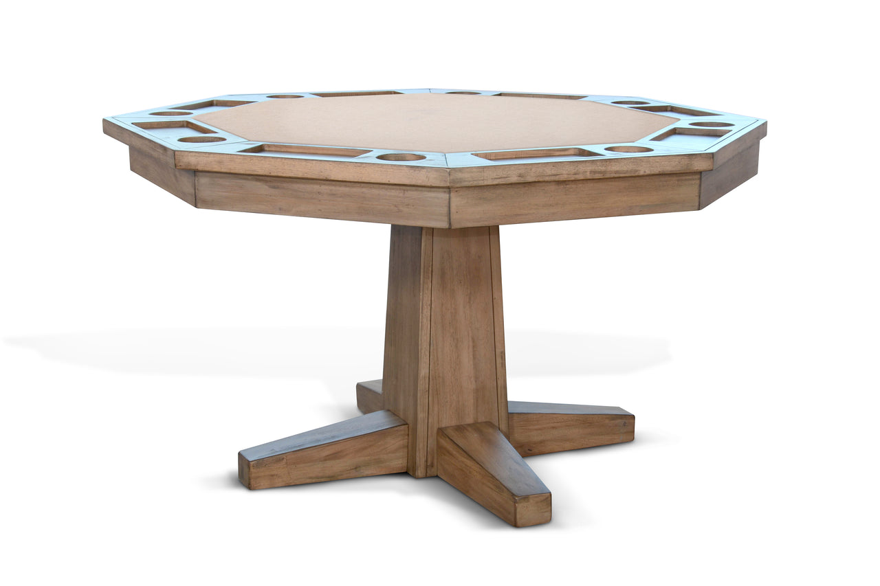 Octagon Poker Dining Table with Chairs, Convertible, 8-person, 53'', Doe Valley by Sunny Designs
