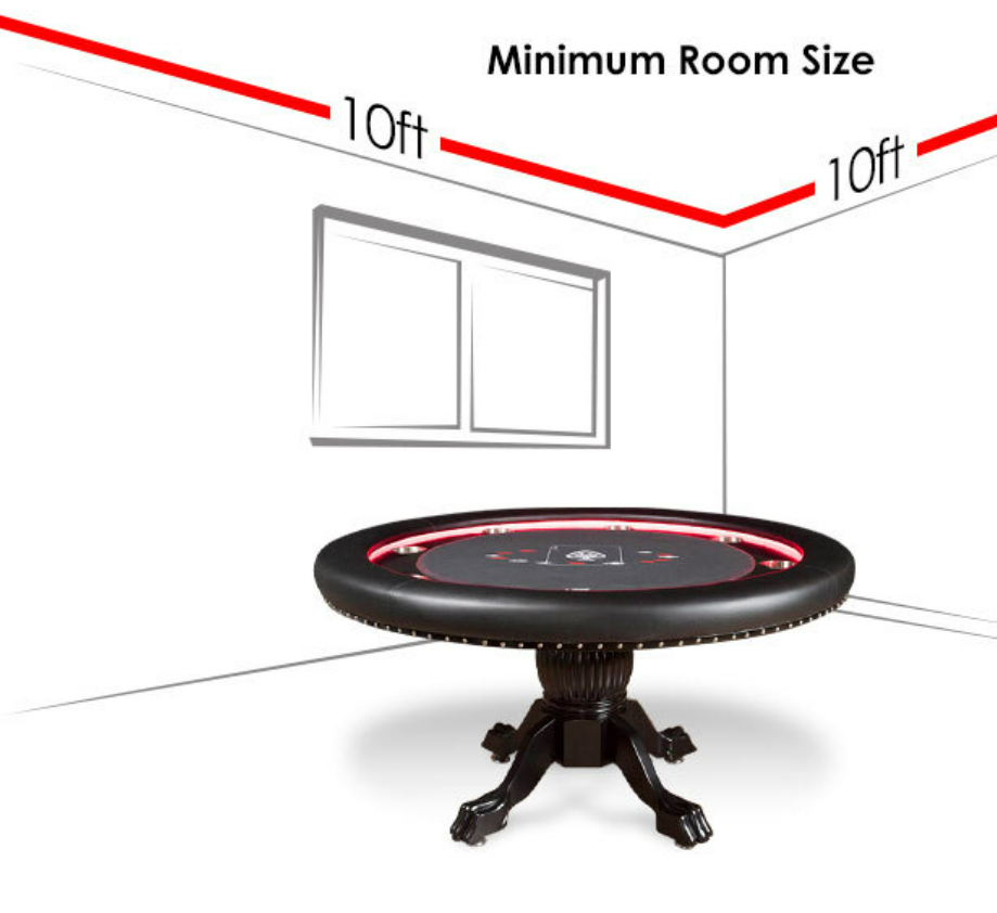 Round Poker Table With LED Lights – The Ginza - Red