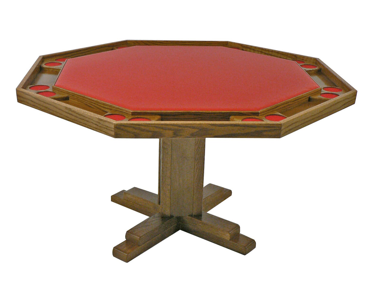 Octagonal Poker Table with Chairs, 8-person, Oak, Pedestal Base, by Kestell