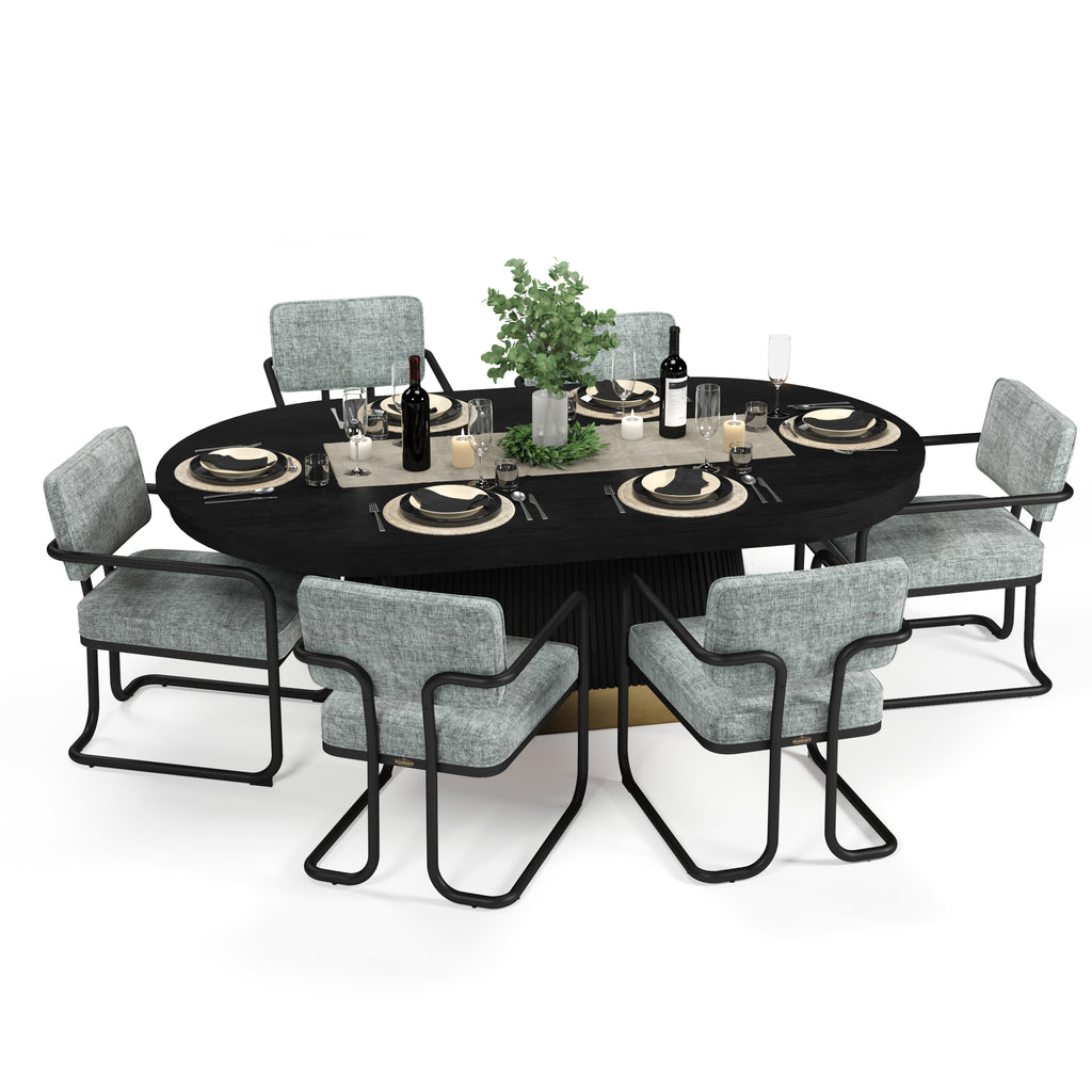 Poker Dining Table Elite Turn, Oval, 84", 6-Person, Black