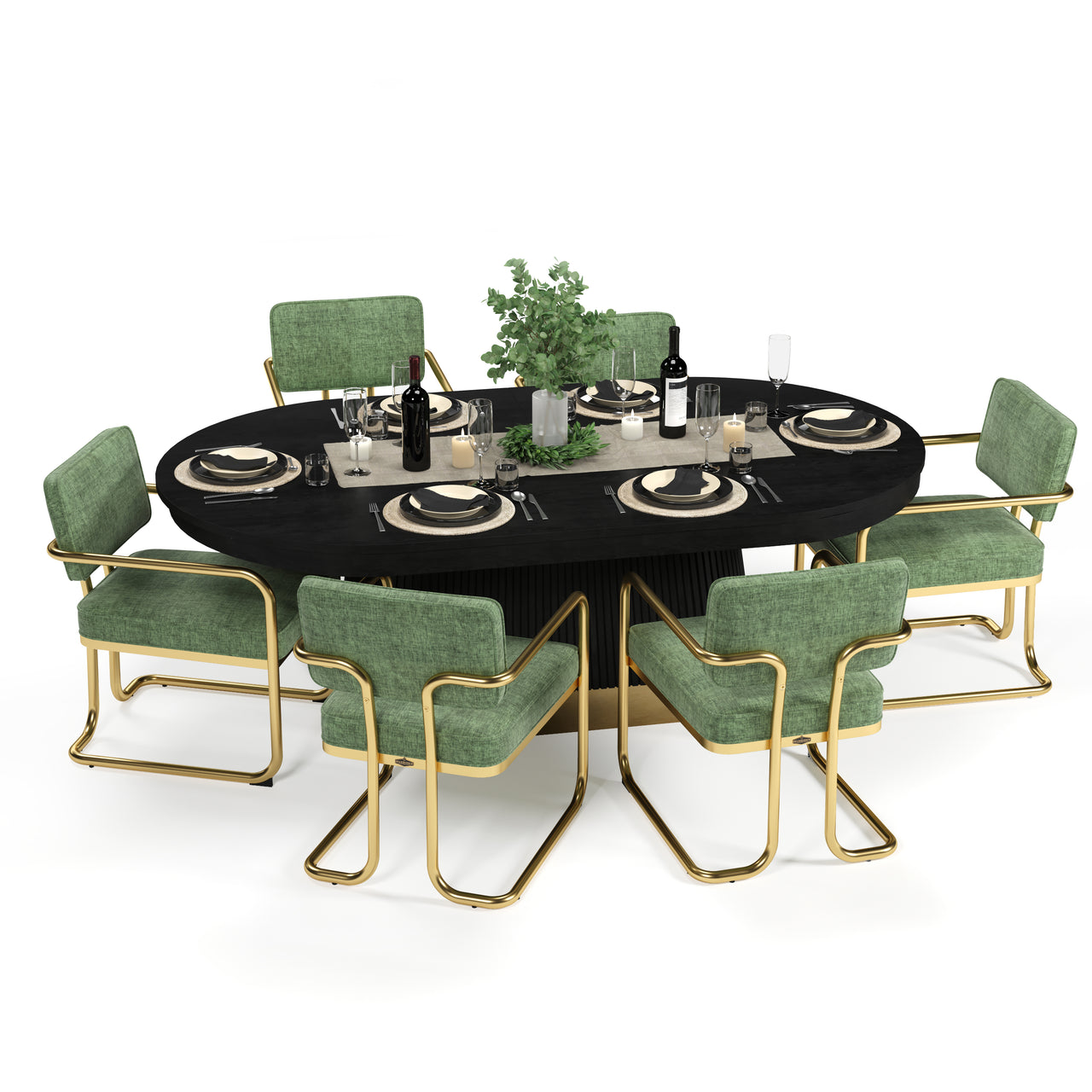 Poker Dining Table Elite Turn, Oval, 84", 6-Person, Black