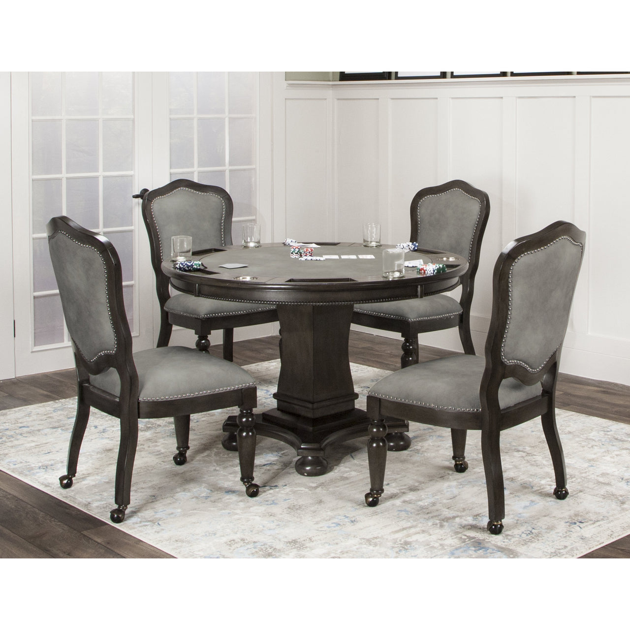 Convertible Poker & Dining Table Set Vegas With 4 matching chairs-AMERICANA-POKER-TABLES