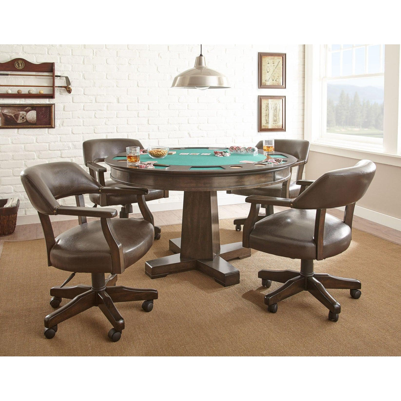 Convertible Poker Table Set Ruby with matching Chairs by Steve Silver-AMERICANA-POKER-TABLES