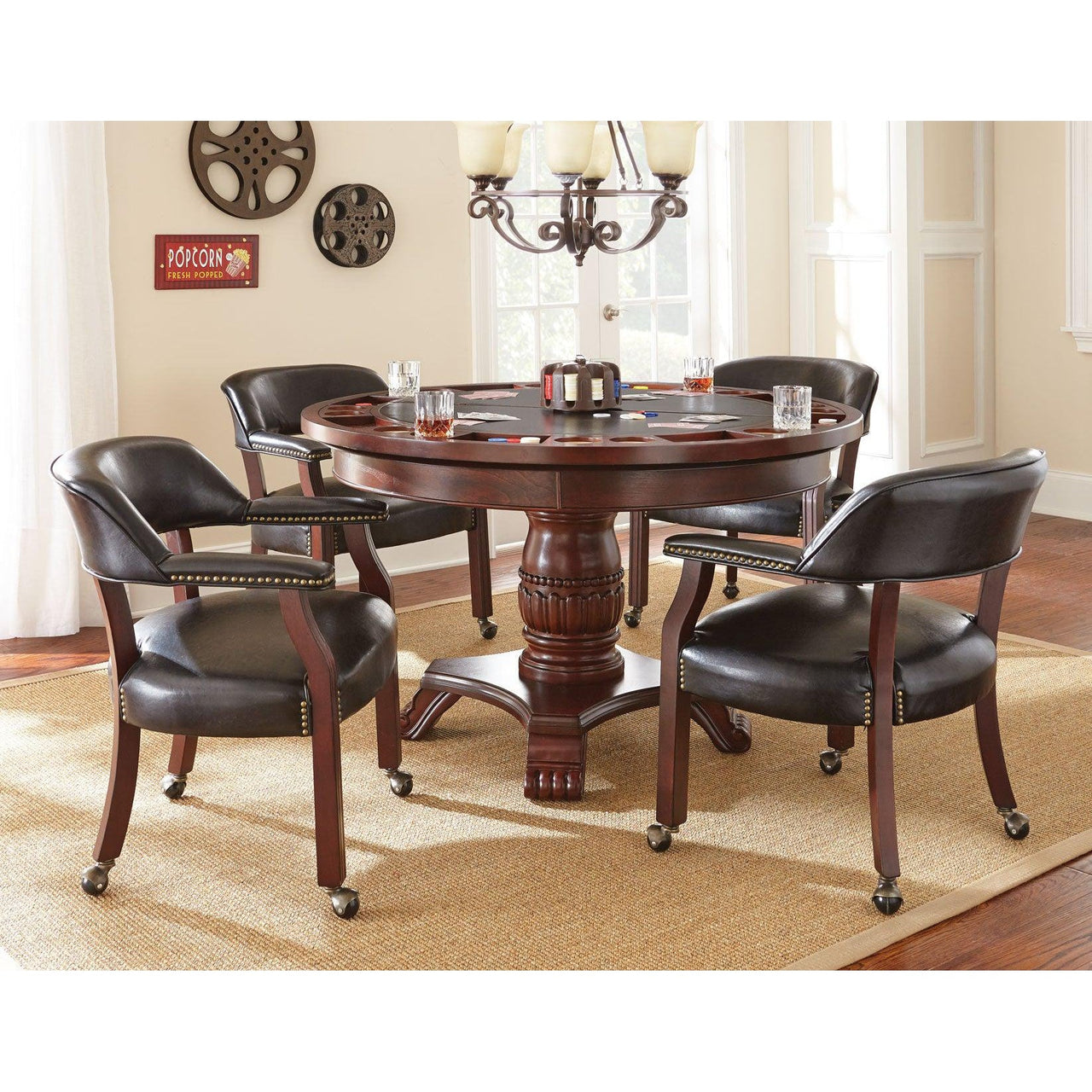 Convertible Poker Table Set Tournament in Black with matching Chairs-AMERICANA-POKER-TABLES