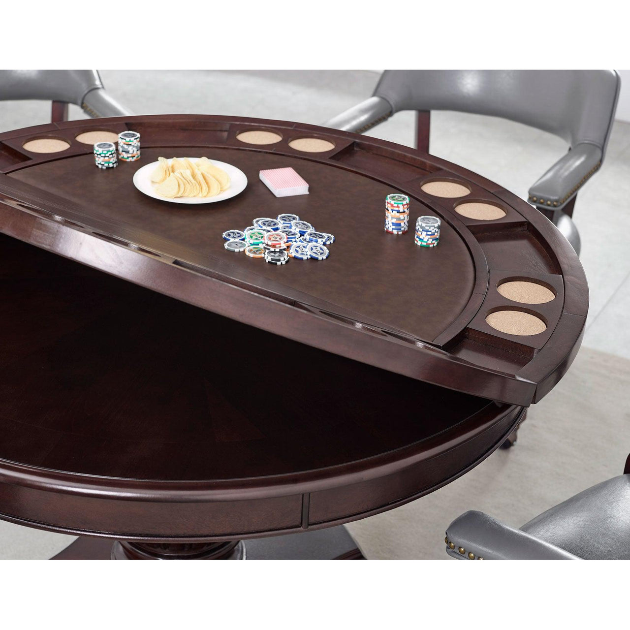 Convertible Poker Table Set Tournament in Gray with matching Chairs-AMERICANA-POKER-TABLES