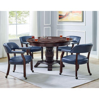 Thumbnail for Round Poker Dining Table Tournament, 6-person, with Brown/Gray/Black/Navy Chair Options by Steve Silver