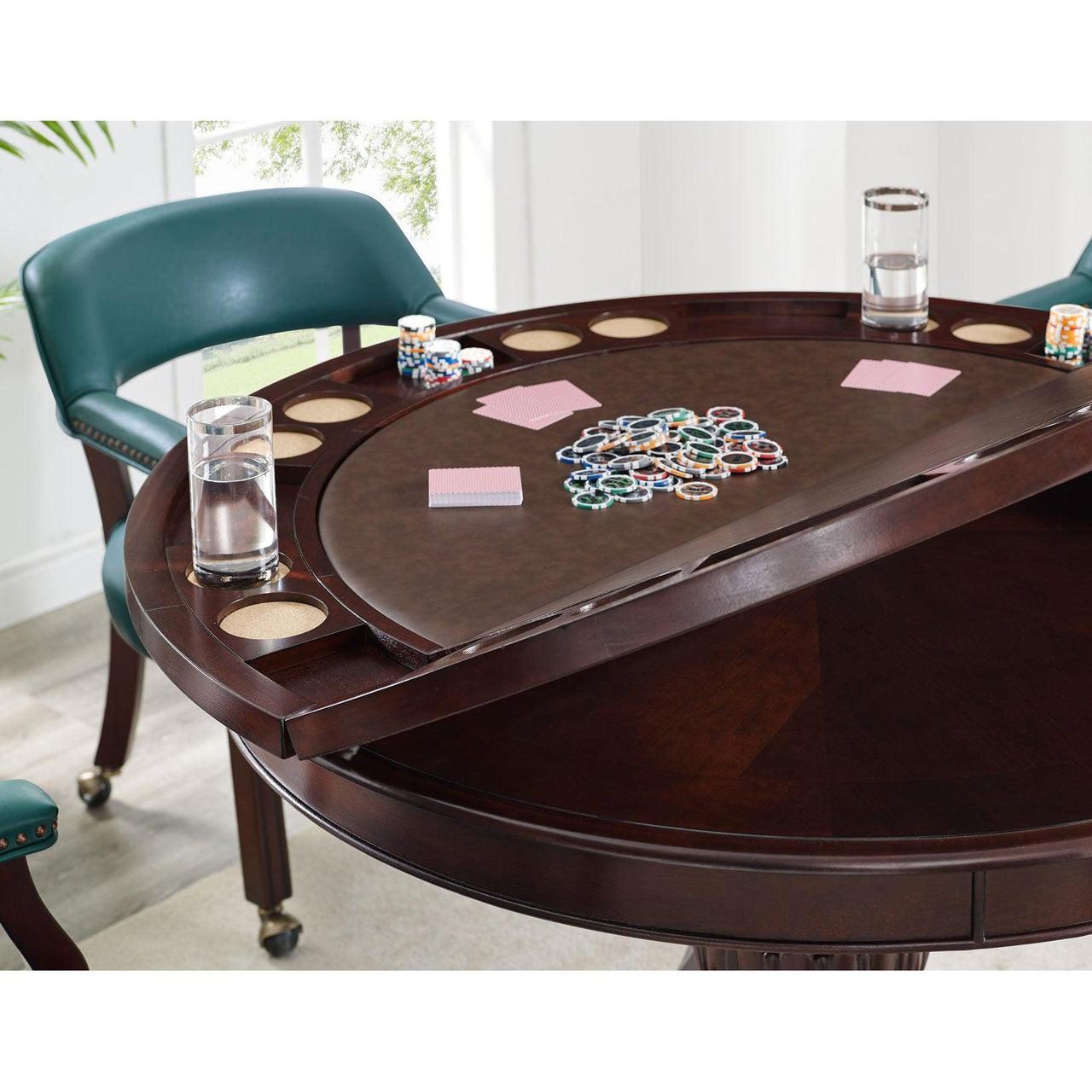 Convertible Poker Table Set Tournament in Teal with matching Chairs-AMERICANA-POKER-TABLES
