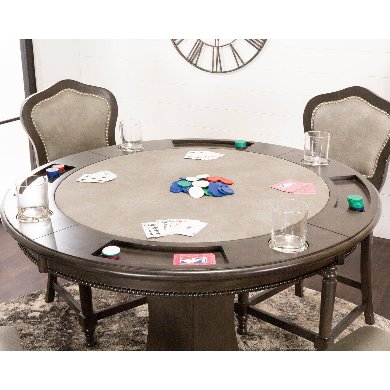 Convertible Round Counter Height Dining, Chess and Poker Table Set Vegas With 4 matching chairs-AMERICANA-POKER-TABLES