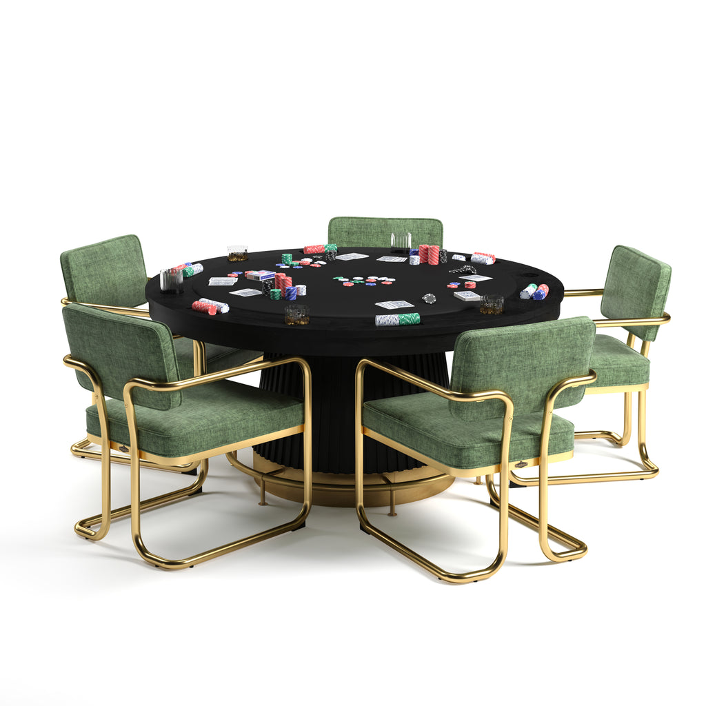 Poker Dining Table Regent, Round, 60", 6-Person, Black