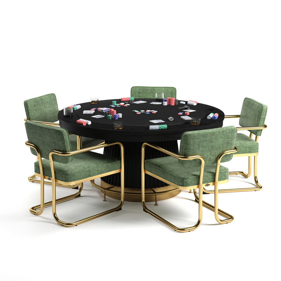 Poker Dining Table Regent, Round, 60", 6-Person, Black