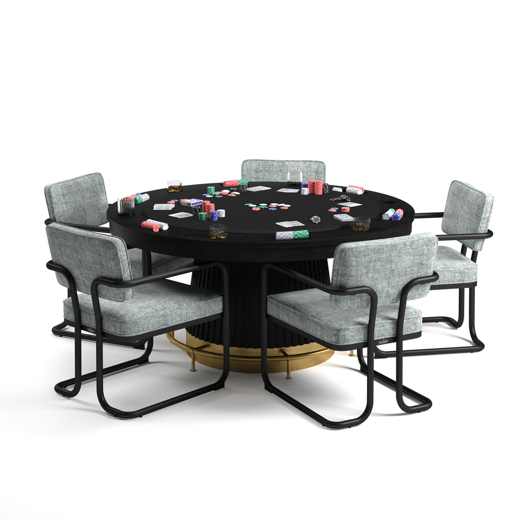 Poker Dining Table Regent, Round, 60", 6-Person, Black