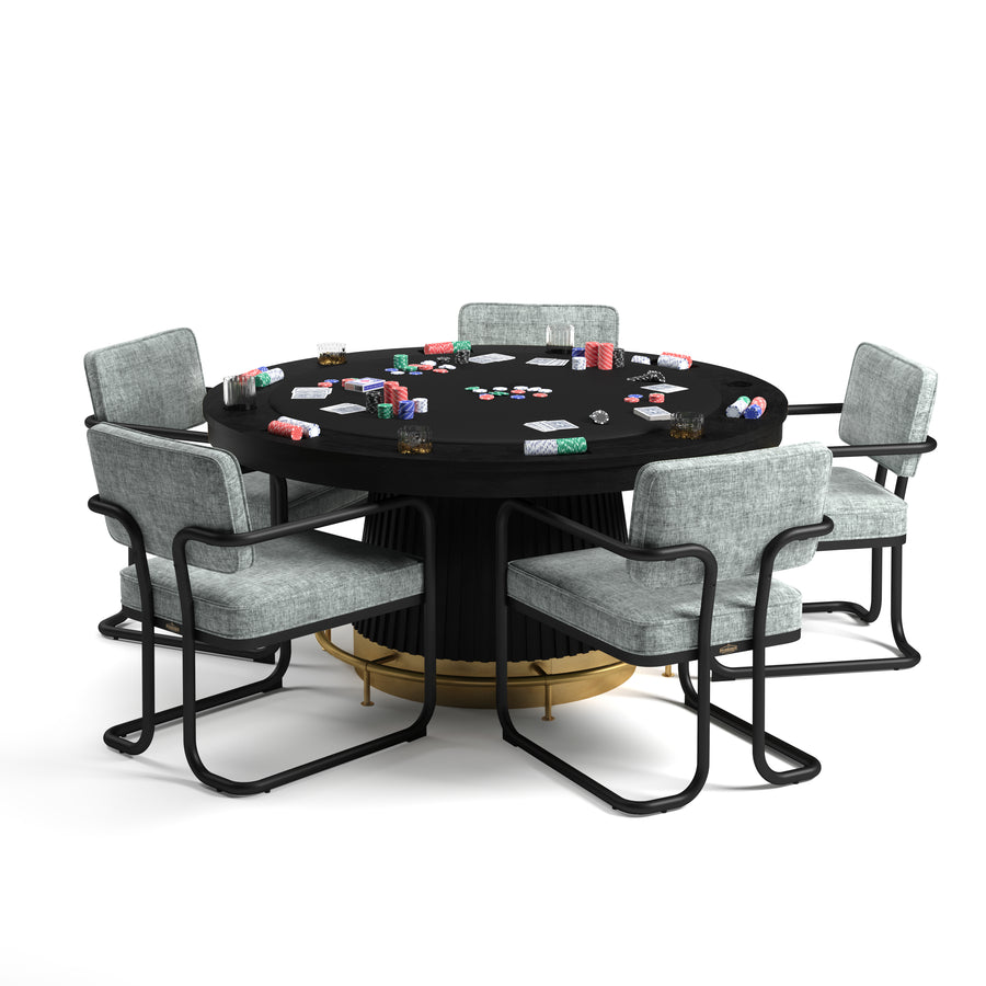 Poker Dining Table Regent, Round, 60", 6-Person, Black