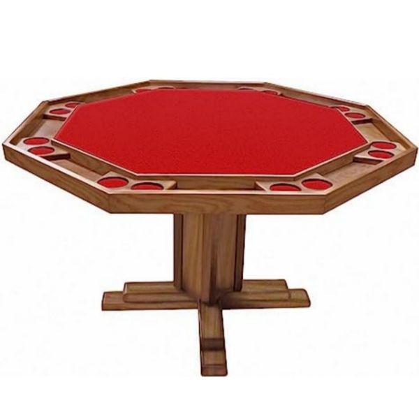 Octagonal Poker Table, 8-person, Oak, Pedestal Base, by Kestell