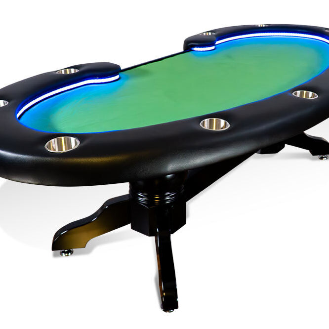 Oval Poker Table With LED Lights & Dealer Position – The Lumen HD - Green