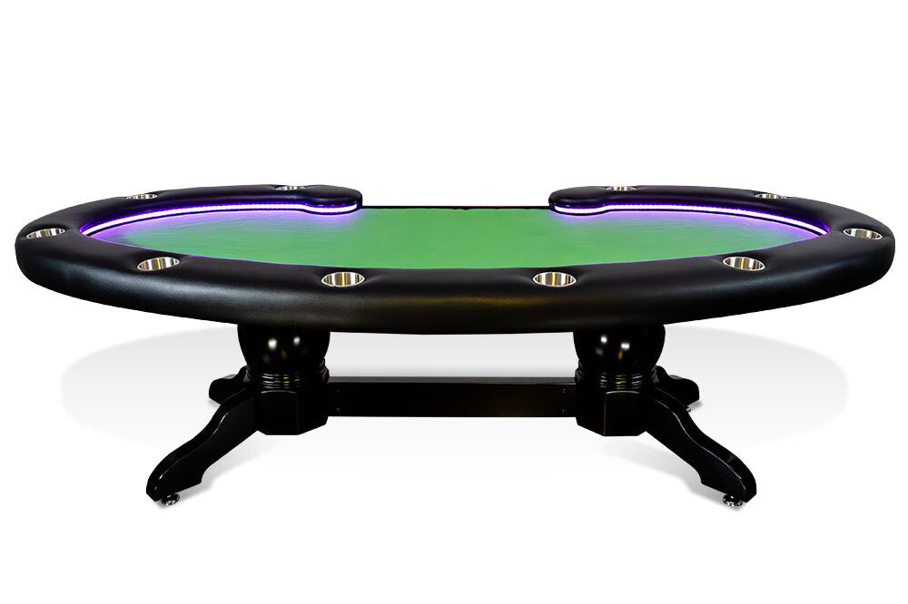 Oval Poker Table With LED Lights & Dealer Position – The Lumen HD - Green