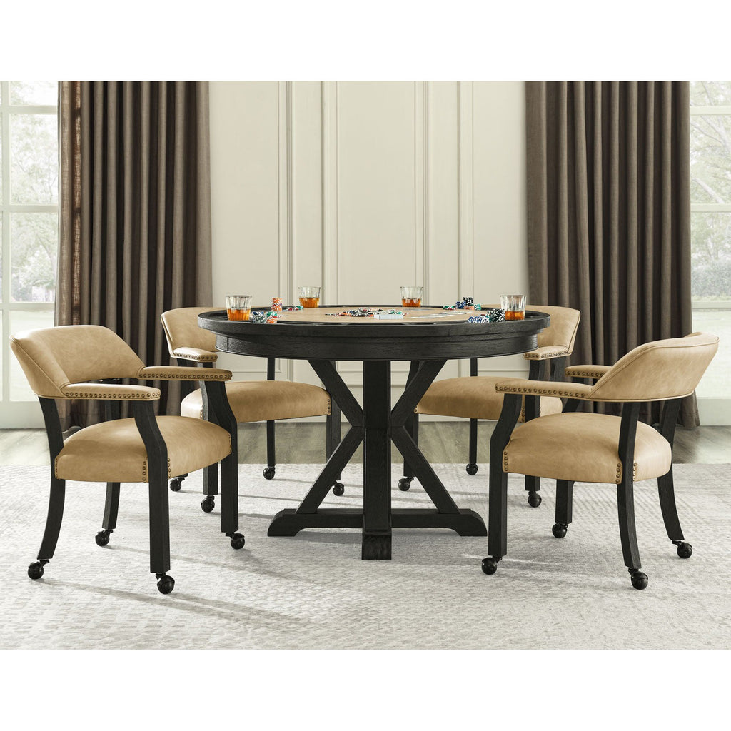 Poker Dining Table Rider, Round, 6-person, 48'', Black