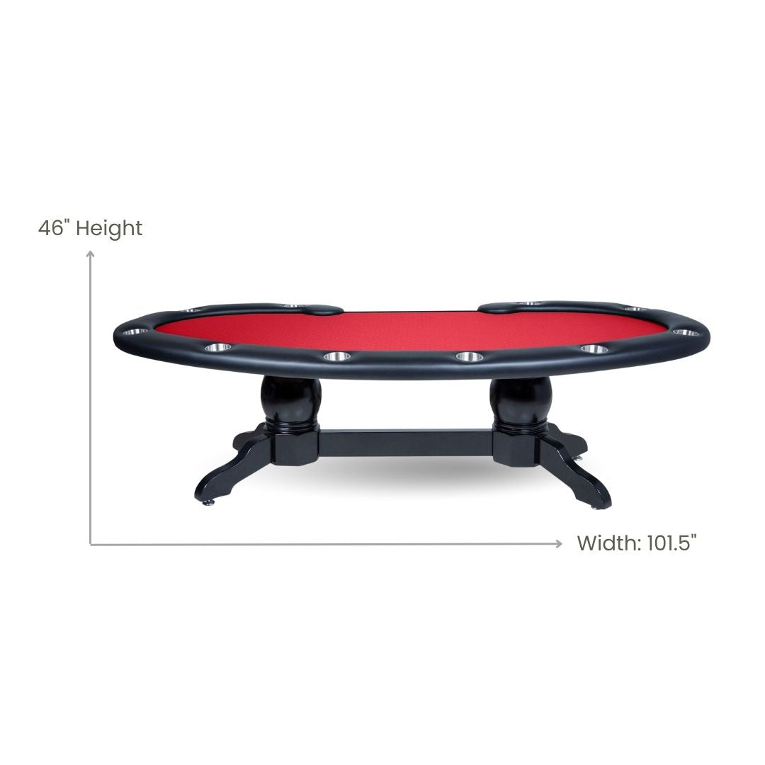 Oval Poker Table With LED Lights & Dealer Position – The Lumen HD - Red