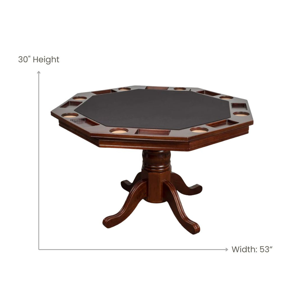 Poker Dining Table Kingston, Octagonal, 48", 8-Person, Brown