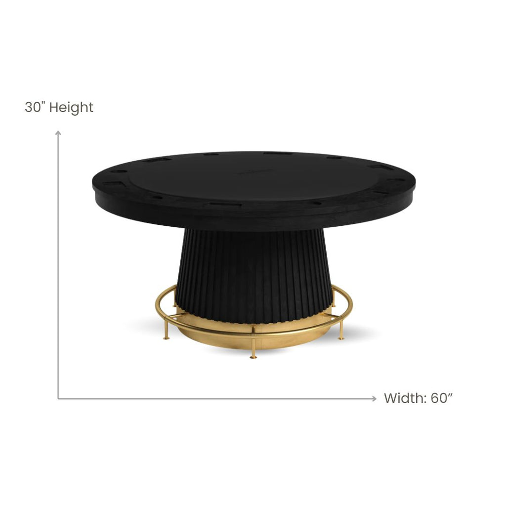 Poker Dining Table Regent, Round, 60", 6-Person, Black
