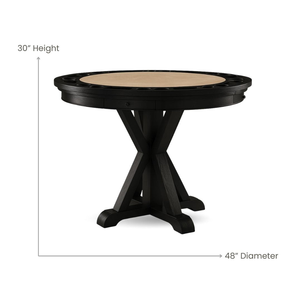 Poker Dining Table Rider, Round, 6-person, 48'', Black
