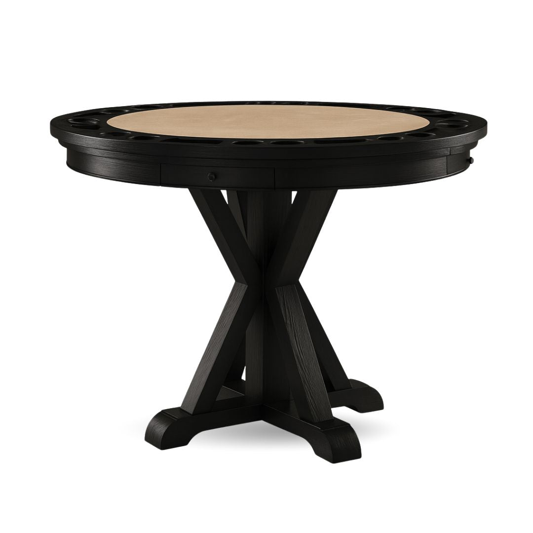 Poker Dining Table Rider, Round, 6-person, 48'', Black