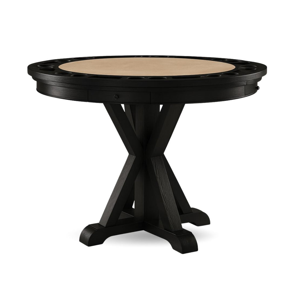 Poker Dining Table Rider, Round, 6-person, 48'', Black