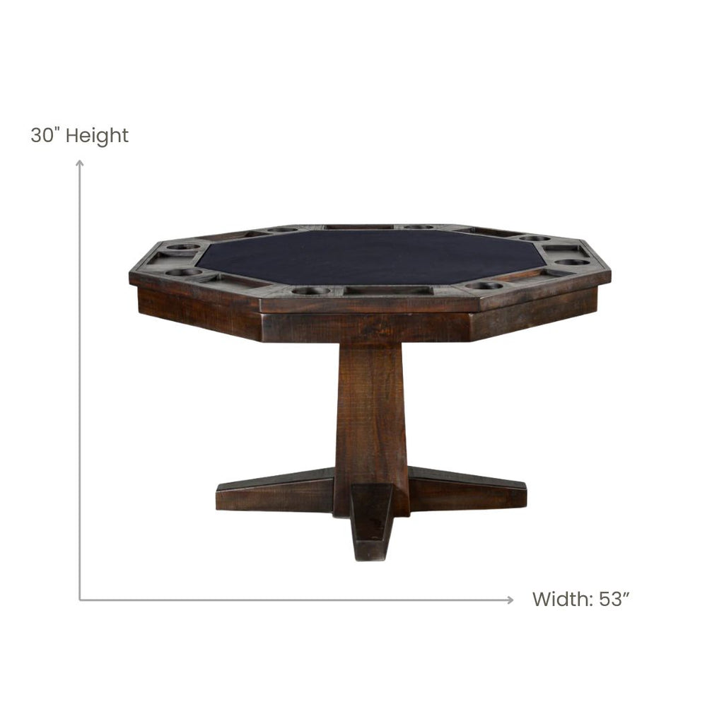 Poker Dining Table Sahara, Octagonal, 54", 8-Person, Brown