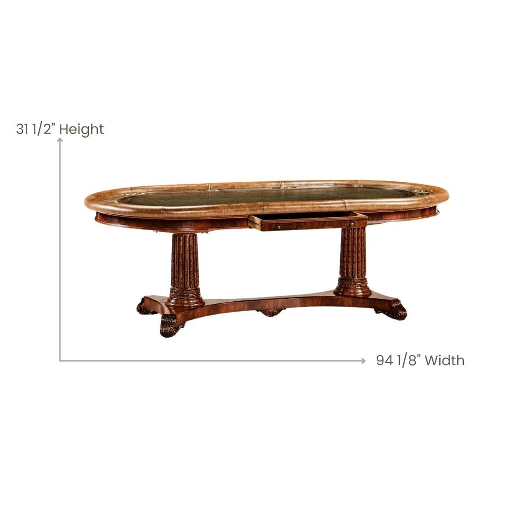 Poker Table Windsor, Oval, 10-Person, 94", Mahogany