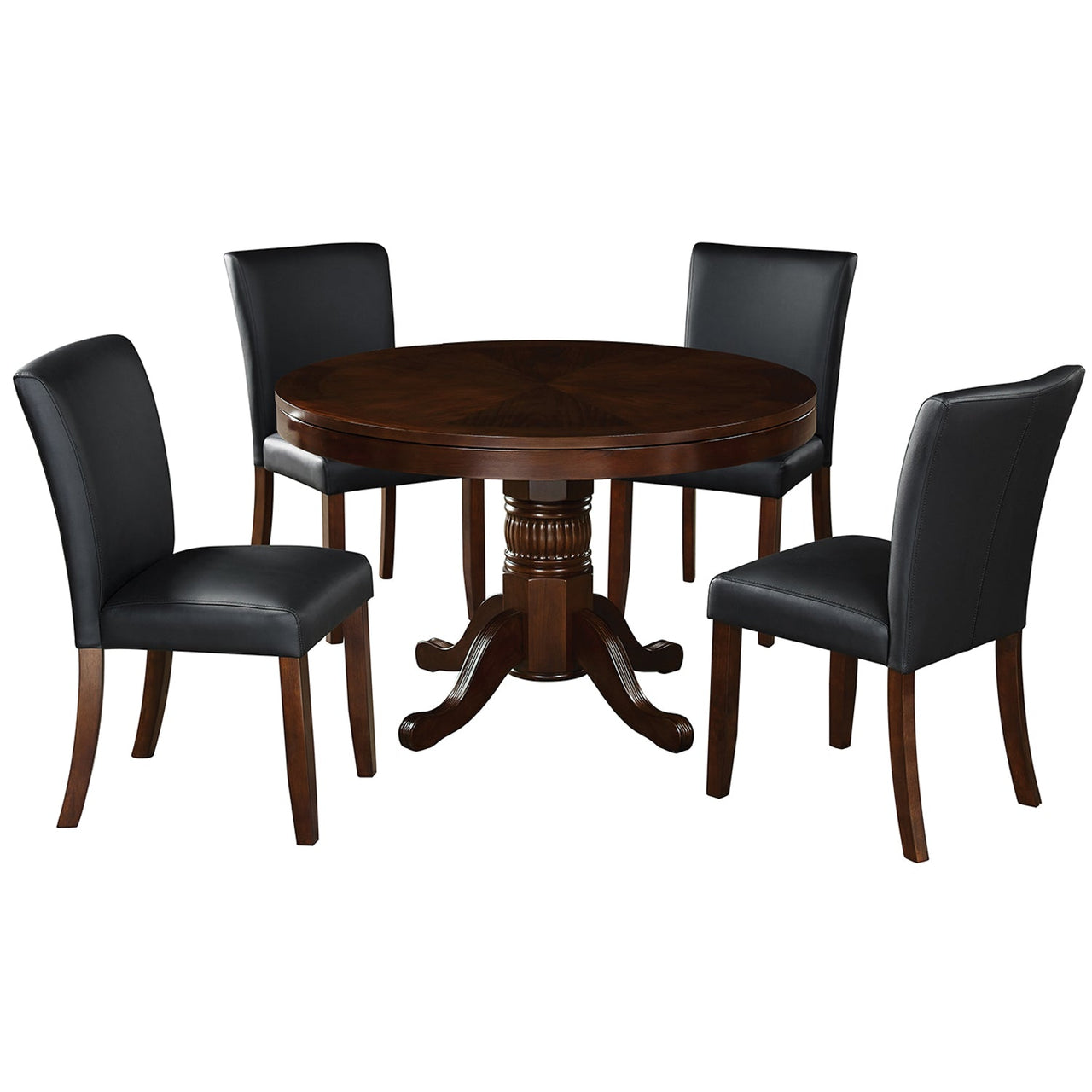 RAM Game Room Round Poker Table Set with Matching Wood Chairs-AMERICANA-POKER-TABLES