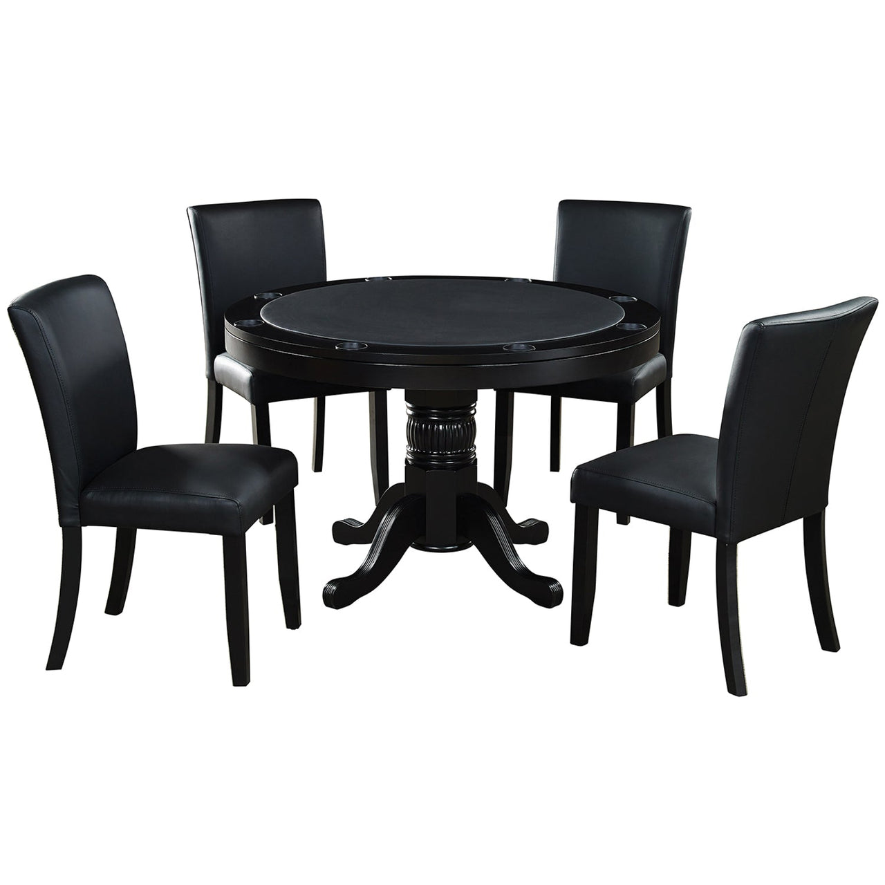 Round Poker Dining Table with Storage, 8-person, 48'', Black, Cappuccino, Chestnut, English Tudor, Antique White, or Slate Finish, by RAM Game Room