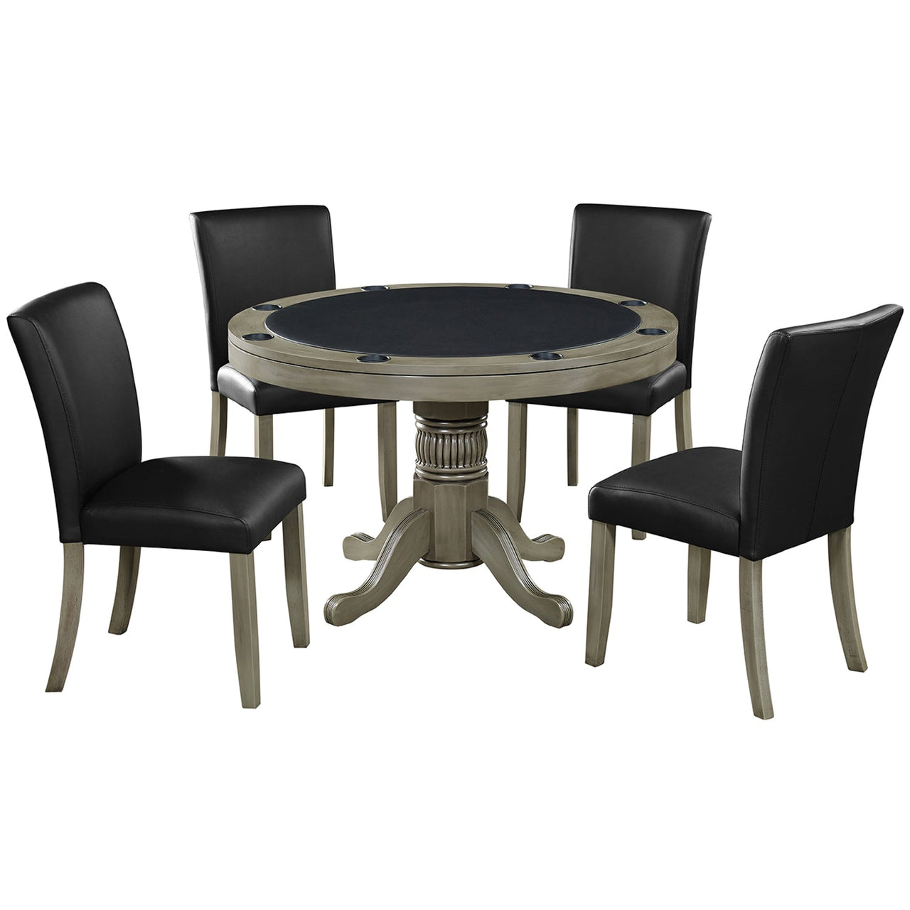 RAM Game Room Round Poker Table Set with Matching Wood Chairs-AMERICANA-POKER-TABLES