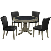 Thumbnail for Round Poker Dining Table with Storage, 8-person, 48'', Black, Cappuccino, Chestnut, English Tudor, Antique White, or Slate Finish, by RAM Game Room