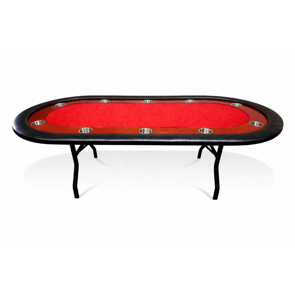 River, Folding Oval Poker Table - Red