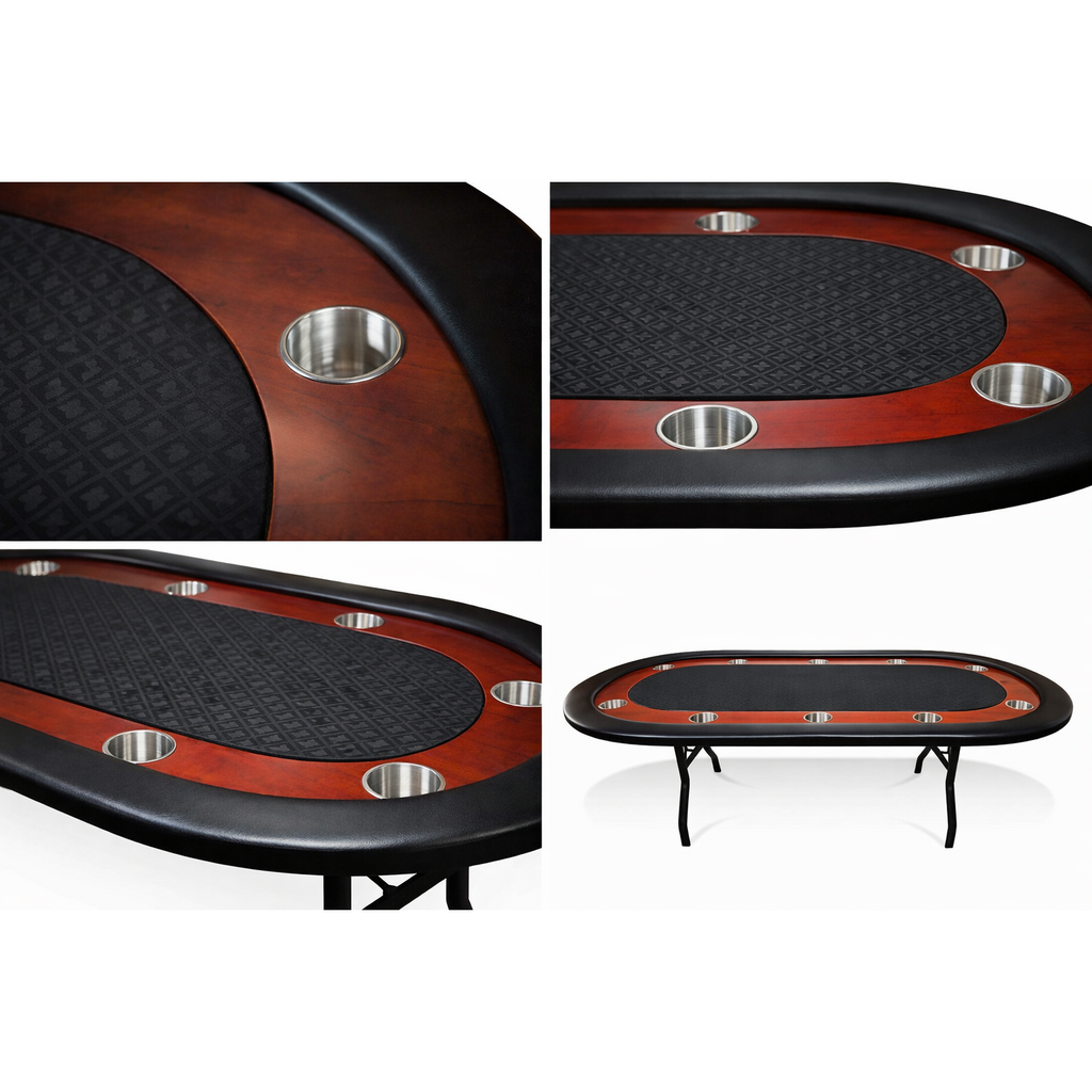 River, Folding Oval Poker Table - Black