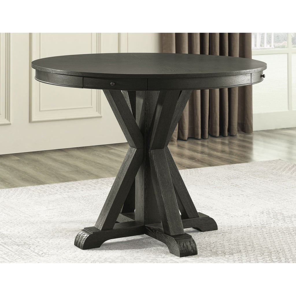 Poker Dining Table Rider, Round, 6-person, 48'', Black