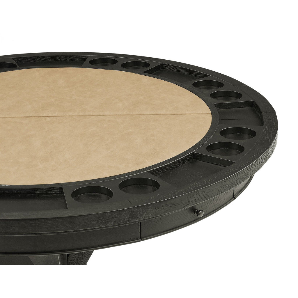 Poker Dining Table Rider, Round, 6-person, 48'', Black