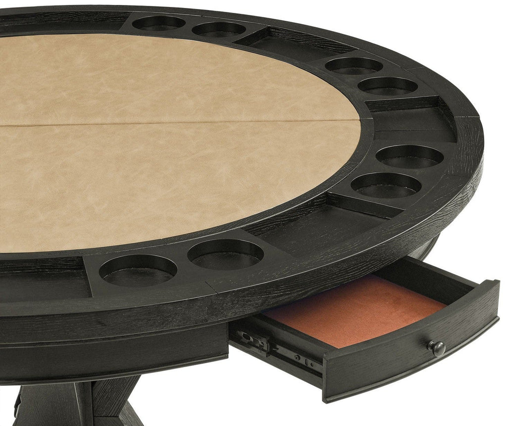 Poker Dining Table Rider, Round, 6-person, 48'', Black