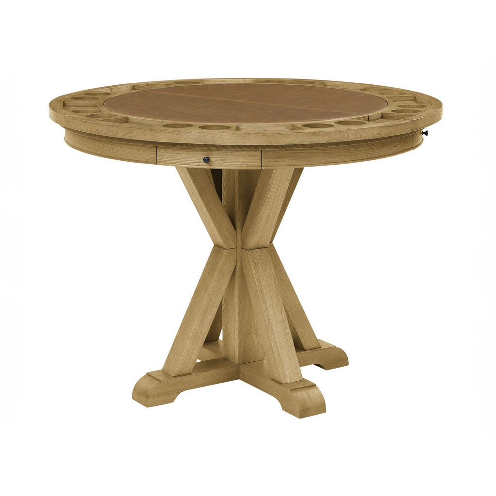 Poker Dining Table Rider, Round, 6-person, 48'', Brown