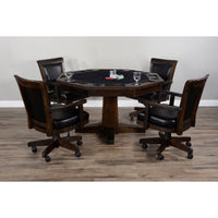 Thumbnail for Octagon Poker Dining Table with Chairs, Convertible, 8-person, 53'', Dark Tobacco Leaf by Sunny Designs