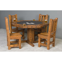 Thumbnail for Viking Log Poker & Dining Table Set Barnwood with Matching Wood Seat Chairs-AMERICANA-POKER-TABLES